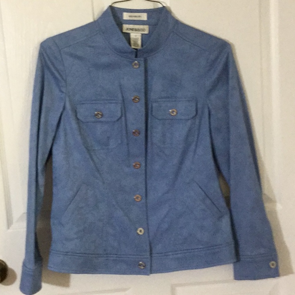 Denim jeans jacket pant suit by JONES & Company